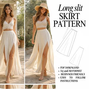 A-Line Skirt Sewing Pattern | Long Front-Slit Design (PDF Pattern)