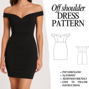 Vestido tubo mini con hombros descubiertos (patrón de costura en PDF)