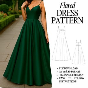 Spaghetti Strap Dress Sewing Pattern | Tiered Skirt, Scoop Neck (PDF)