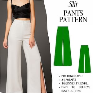 Palazzo Pants Sewing Pattern – High Waist Side-Slit Knit (PDF Pattern)