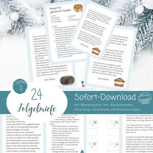 24 lettres de suivi Wichtel pour la deuxième année à imprimer avec la ligne du nom | Calendrier de l'Avent | Lettres Wichtel