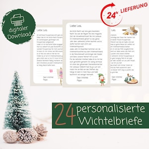 24 cartas personalizadas de Secret Santa para imprimir para Adviento | Publicación secreta de Papá Noel | El viaje secreto de Papá Noel como calendario de Adviento | elfos navideños
