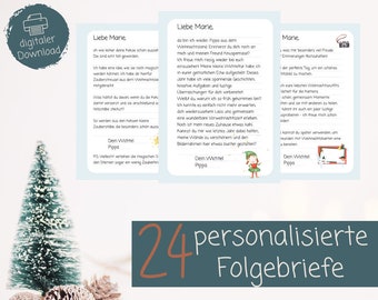 24 personalized follow-up letters | Secret Santa letters to print out | Advent | Elf on a Shelf | Secret Santa Advent calendar | Christmas elves