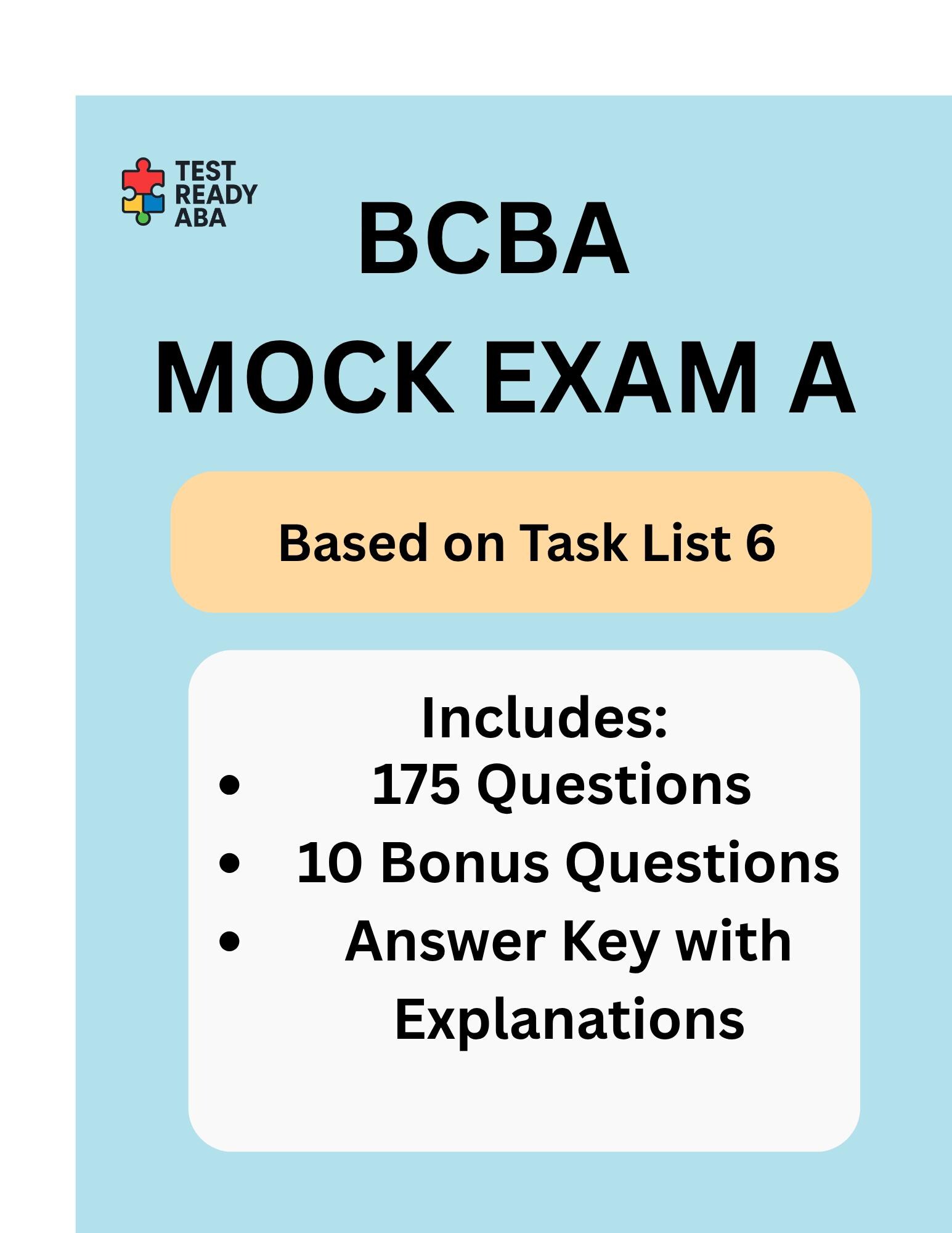 BCBA Mock Exam Bundle Task List 6 - Etsy