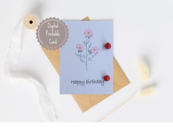 Printable Card | Greeting Card | Birthday Card | Postcard Flowers | Digital Download
