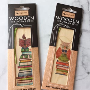 Christmas gift, Japanese bookmark wooden, Stacked Book design bookmarks, painted, Xmas gift for book worms, Gift for uncle, auntie, Teachers