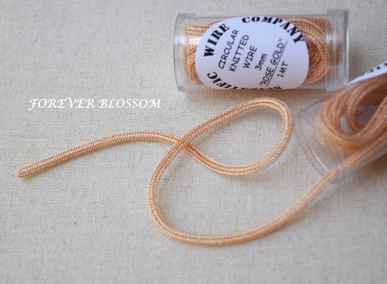 Rose gold woven circular wire 3 MM, Knitted wire rose gold, mesh chain, knitted wire chain zdjęcie 3