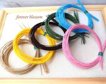 Japanese Mizuhiki cords, silk wrapped Mizuhiki, Fall colours Beige, Yellow, Dark Brown, light blue, green and pink, Mizuhiki jewellery cord