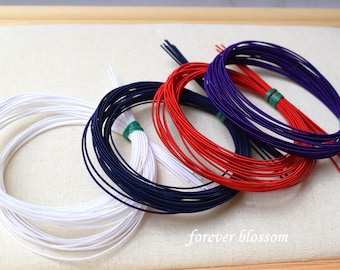 Japanese Mizuhiki cords, silk wrapped Mizuhiki, Red, White, Dark Blue and Purple, 10 strands, Mizuhiki jewellery cord
