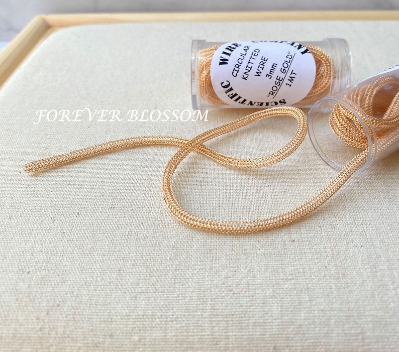 Rose gold woven circular wire 3 MM, Knitted wire rose gold, mesh chain, knitted wire chain zdjęcie 1