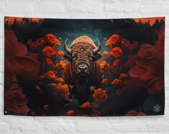 Buffalo Spirit Animal Flag Wall Art