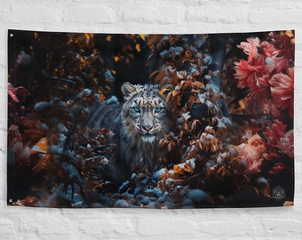 Snow Leopard Spirit Animal Flag Wall Art
