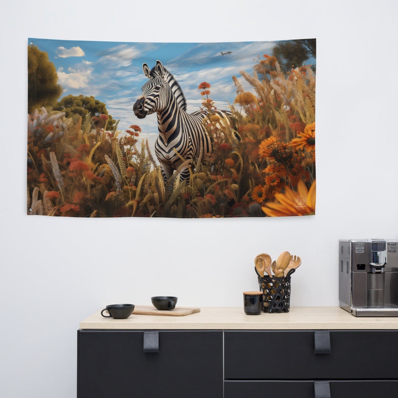 Zebra Spirit Animal Flag Wall Art zdjęcie 2