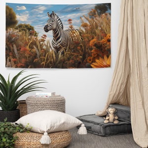 Zebra Spirit Animal Flag Wall Art zdjęcie 5