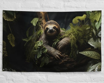 Sloth Spirit Animal Flag Wall Art