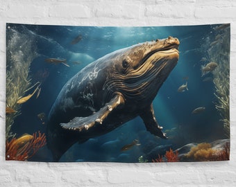 Whale Spirit Animal Flag Wall Art