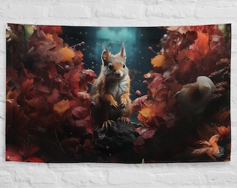 Squirrel Spirit Animal Flag Wall Art