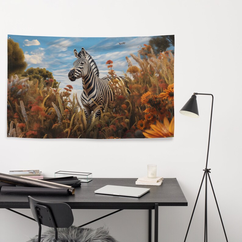 Zebra Spirit Animal Flag Wall Art image 3