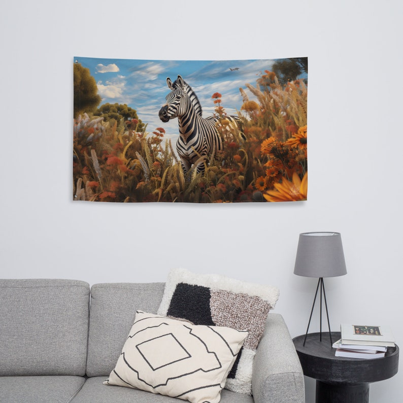 Zebra Spirit Animal Flag Wall Art zdjęcie 4