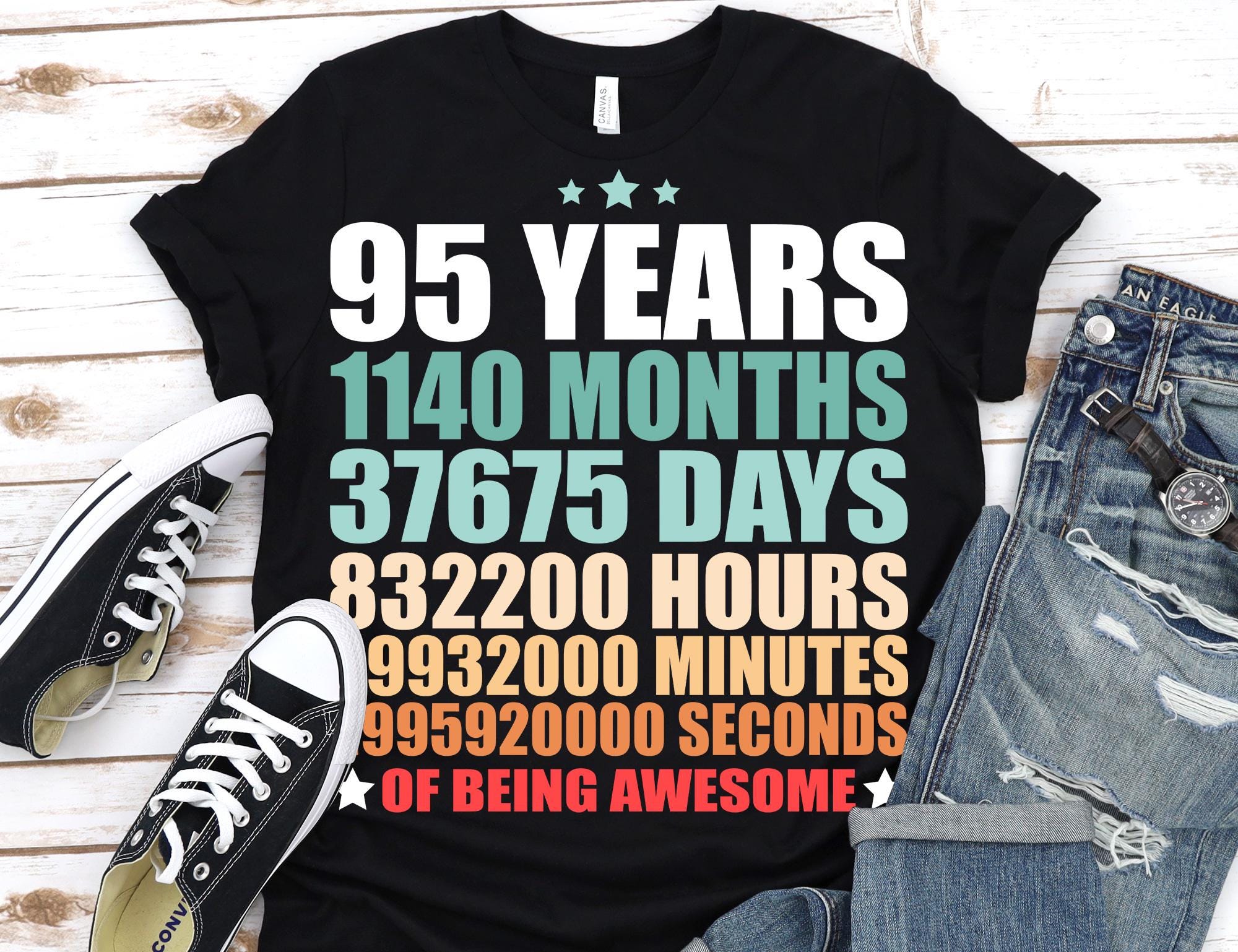 95 Yrs Years Old Square Root of 9025 95th Birthday T-Shirt