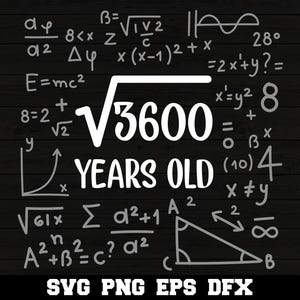 60. Geburtstag Quadratwurzel aus 3600 Lustig 60 Jahre alt Mathe-Liebhaber SVG Alles Gute zum Geburtstag Silhouette SVG PNG Schneidedatei Cricut Download