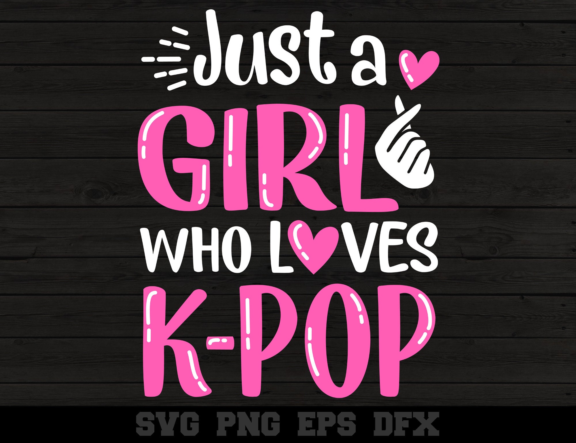 K-POP・アジア LoveYourself K-pop Girl Finger Heart SVG: Korean Music Fan Cricut File (digital