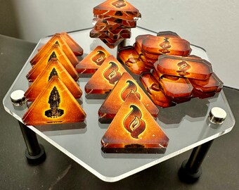 Acrylic printed and laser cut  tokens for Twilight Imperium 4 (25 factions including Keleres) 16 command and 16 control tokens. (800 Tokens)