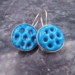 Art Syriac Ceramic Evil Eye Silver Dangle Earrings, Handmade earring, Personalized Gifts Gift For Her, Gold Band, By Hermes Silver