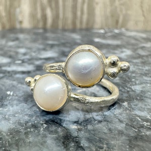 Hand Crafted Adjustable Pearl Ring, Silver Pearl Ring, Statement Ring, Silver Ring, Freshwater Pearl Ring, Personalized Gifts Gift For Her