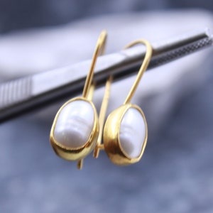 Hand Crafted Fresh watner Pearl Earring, Silver Art Earring, Sterling Silver Earring, Personalized Gifts Gift For Her, Buy Hermes Silver