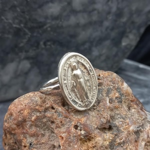 Projektant Intaglio Dziewica Maryja Srebrny Pierścień, Ręcznie Robiony Srebrny Pierścień, Srebro Sterling, Spersonalizowane Prezenty Prezent Dla Niej, Przez Hermes Srebrny