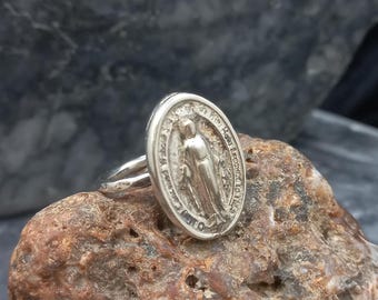 Handmade Sterling Silver Virgin Mary Intaglio Ring