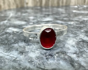 Bague en argent rubis fait main 925K : bague d'art romain