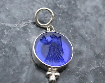 Intaglio Emalj Jungfrun Sterling Silver Hänge: Handgjord horoskopgåva