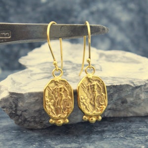 Intaglio Art Greek Earring, 925K Silver earring, Sterling Silver Earring, Personalized Gifts Gift For Her, Gold Band, By Hermes Silver
