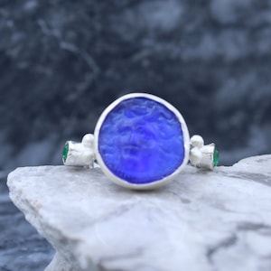 Roman Intaglio Enamel Medusa Gorgon Silver Ring  925K,Designer Ring,  Medusa Intaglio Enamel Ring, Personalized Gifts Gift, By Hermes Silver