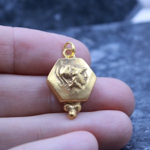 Greek Soldier Silver Pendant Intaglio Bronze , Sterling Silver Pendant, Coin Intaglio Pendant, Personalized Gifts, By Hermes Silver