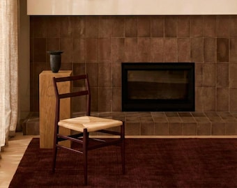 Hand-tufted Burgundy Wool Rug | Solid Minimalist Maroon, Wine, Area Carpet By Zahra