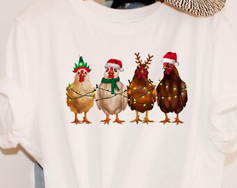 Christmas Chickens Shirt, Christmas Farm Animal Shirt, Christmas Holiday Shirt, Christmas Chicken Shirt,Christmas Farmer Shirt
