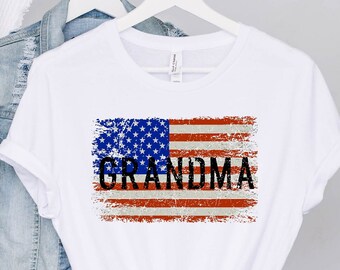 Grandma American Flag T-Shirt, Grandma Birthday Tee , Grandma Shirt, Us Flag Grandma Tee, Gift for Grandma, Grandma American Shirt Active