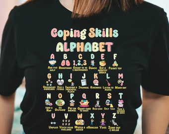 Coping Skills Alphabet Shirt, ABC Coping Skills Shirt, Mental Health Awareness Shirt, School Counselor Shirt, School Psychologist Shirt