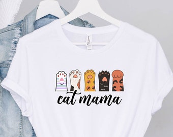 Cat Mama Paw Tee, Pride Tshirt, Cat Pride, Cat Mama Shirt , Rainbow Paw Print, Pride shirt, Mama Shirt, Cat Lover Mama Tshirt, Cat Shirt