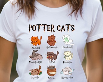 Potter Cats Shirt, Harry Pawter Kitten Tshirt, Funny Gift for Cat Lover Tee, Catty Potter Gift Tshirt, Famous Movie Shirt, Wizard Tee