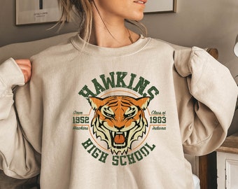 Hawkins High School Sweatshirt, Hawkins Indiana Sweatshirt, Hawkins Tiger Sweatshirt,  Hawkins Class of 1983