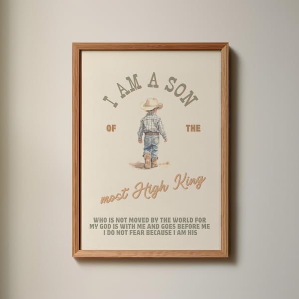 Arte de pared con versículo bíblico de un pequeño vaquero, arte de pared cristiano occidental para niños, decoración de pared para habitación de niño, decoración de pared de un pequeño granjero, descarga digital.