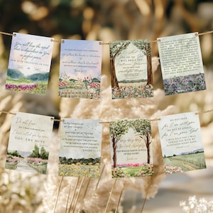 8 Cartões com Versículos Bíblicos em Formato Paisagem | Etiquetas para Diário de Fé | 11,4 x 7,6 cm | Diário de Arte | Álbum de Recortes com Escrituras (Download Digital)