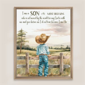 Little cowboy wall art, Christian western wall art, Bible verse wall art, Digital download, Country farmhouse nursery wall decor, Kids room image 3