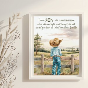 Little cowboy wall art, Christian western wall art, Bible verse wall art, Digital download, Country farmhouse nursery wall decor, Kids room image 6