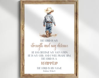 Little cowboy bible verse wall art | Christian western wall art | Boy room Wall Decor | Little Farmer wall decor | Digital download |