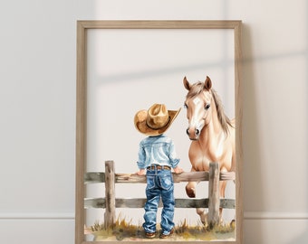 Little cowboy wall art | Western wall art | Boy room wall Decor | Little Farmer wall decor | Digital download | Cowboy nursery wall art